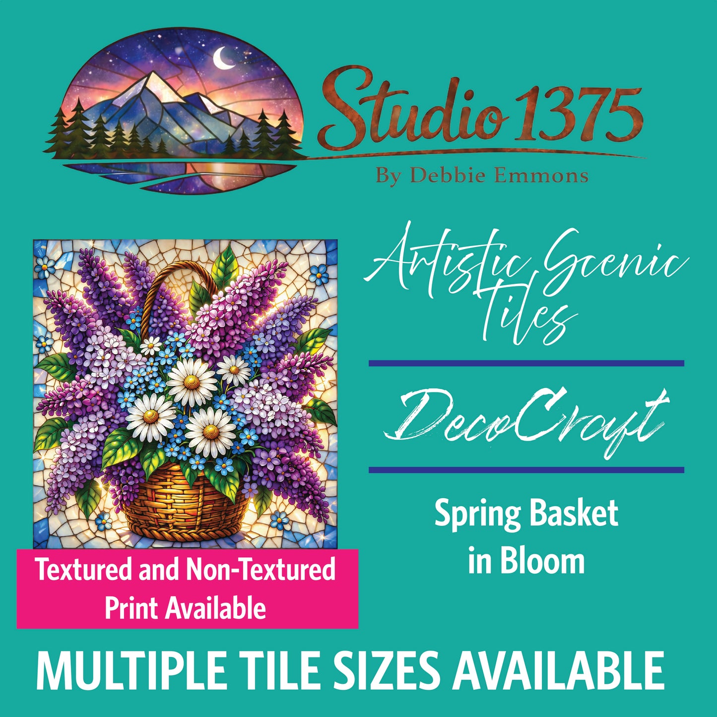 DecoCraft - Studio 1375 - Elevated Scenic Tiles Series - Spring Basket in Bloom