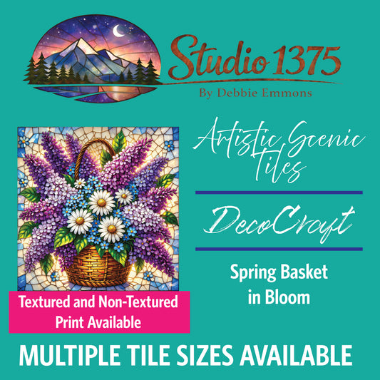 DecoCraft - Studio 1375 - Elevated Scenic Tiles Series - Spring Basket in Bloom