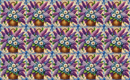 DecoCraft - Studio 1375 - Elevated Scenic Tiles Series - Spring Basket in Bloom