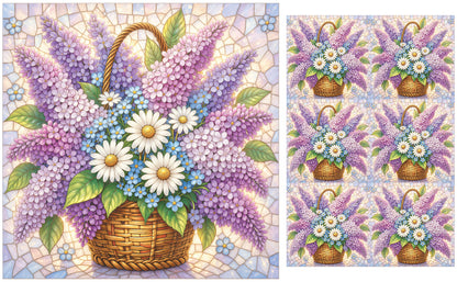 DecoCraft - Studio 1375 - Elevated Scenic Tiles Series - Pastel Spring Basket in Bloom