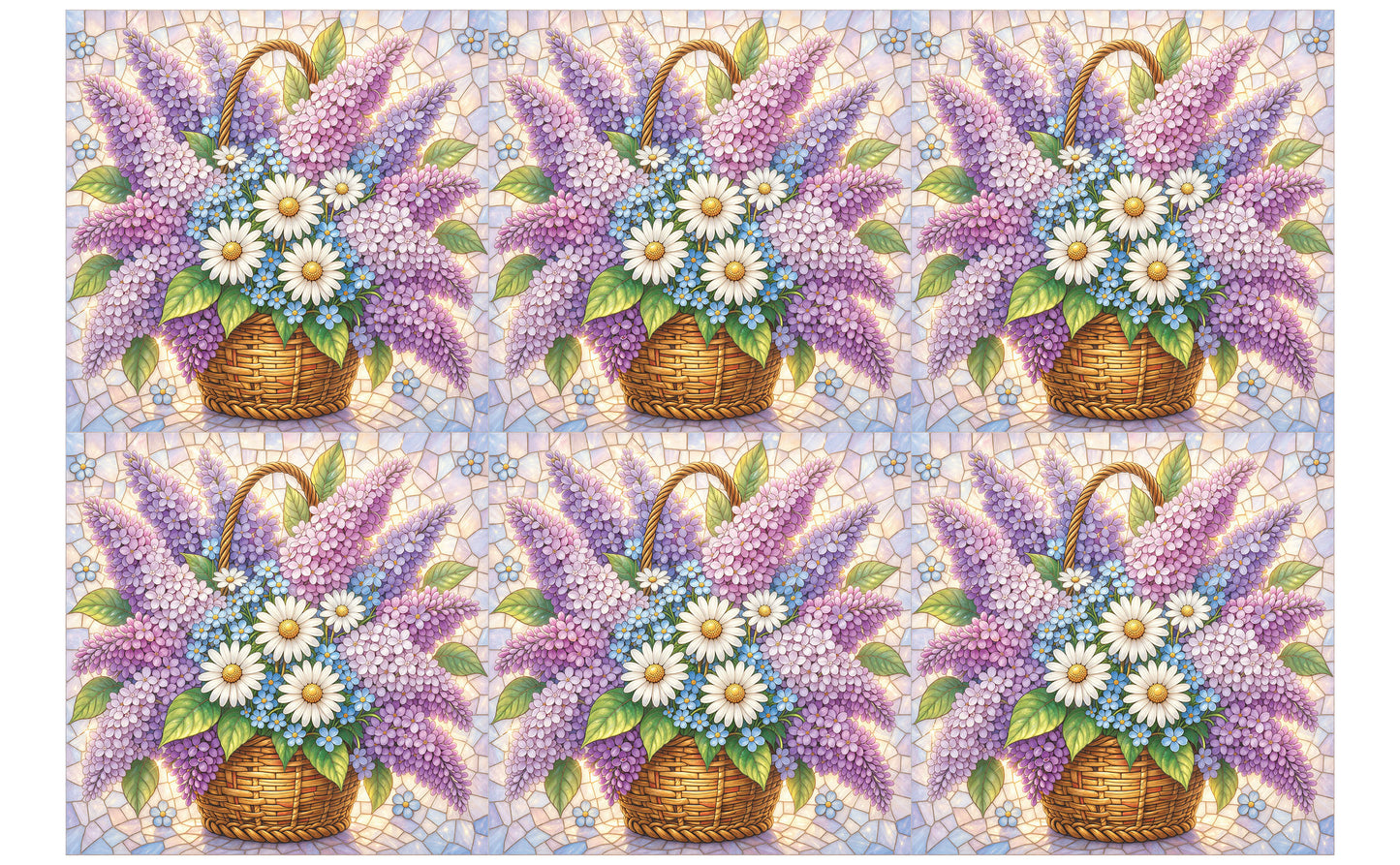 DecoCraft - Studio 1375 - Elevated Scenic Tiles Series - Pastel Spring Basket in Bloom
