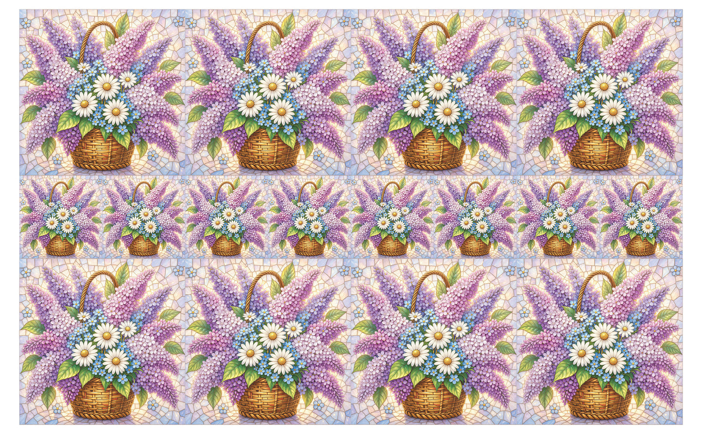 DecoCraft - Studio 1375 - Elevated Scenic Tiles Series - Pastel Spring Basket in Bloom