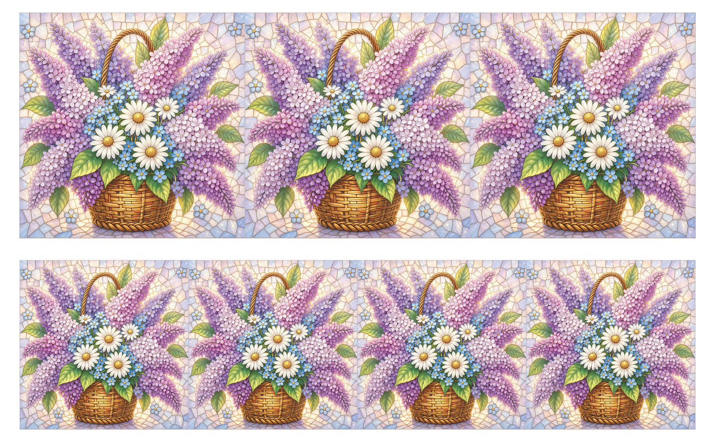 DecoCraft - Studio 1375 - Elevated Scenic Tiles Series - Pastel Spring Basket in Bloom
