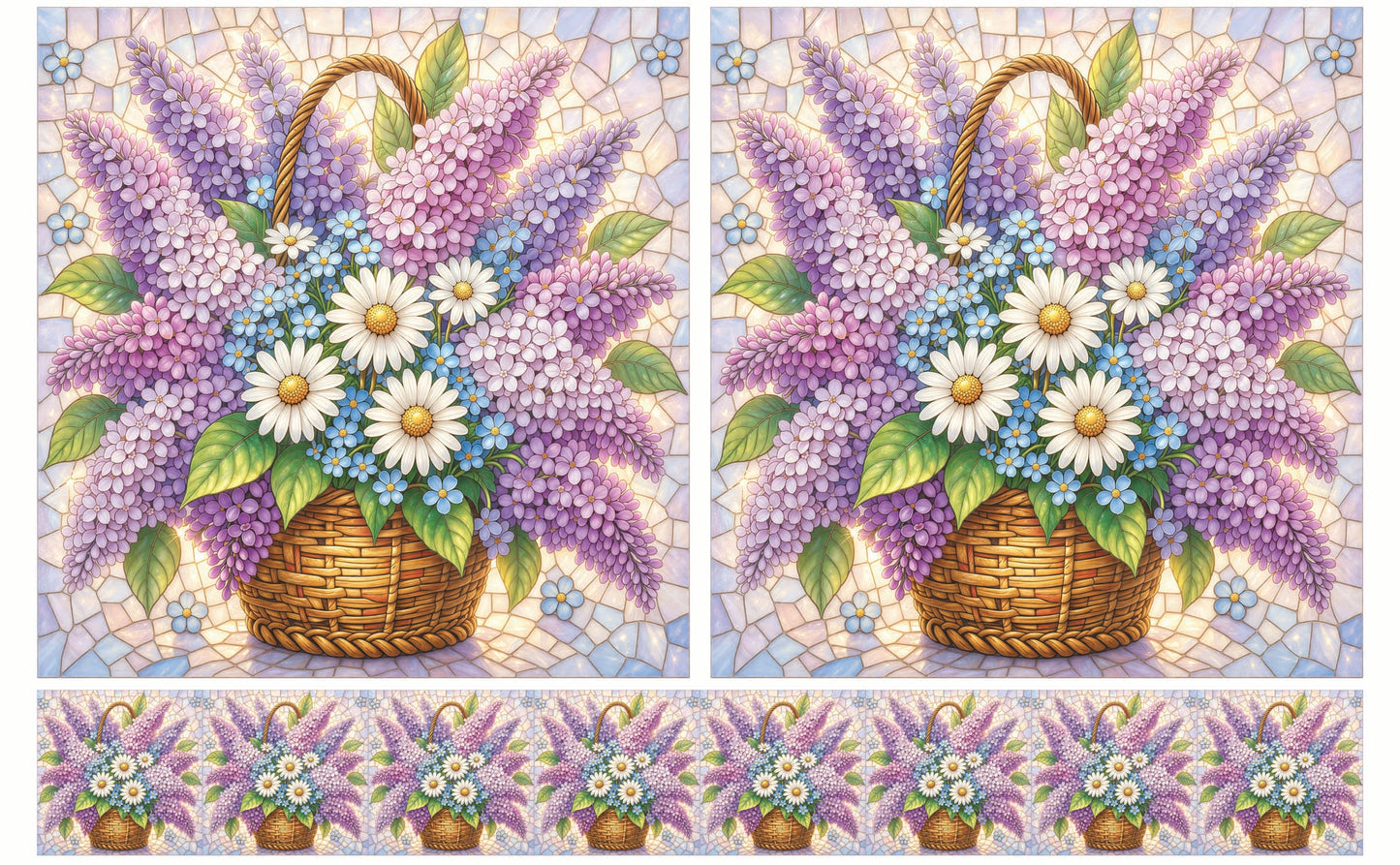 DecoCraft - Studio 1375 - Elevated Scenic Tiles Series - Pastel Spring Basket in Bloom