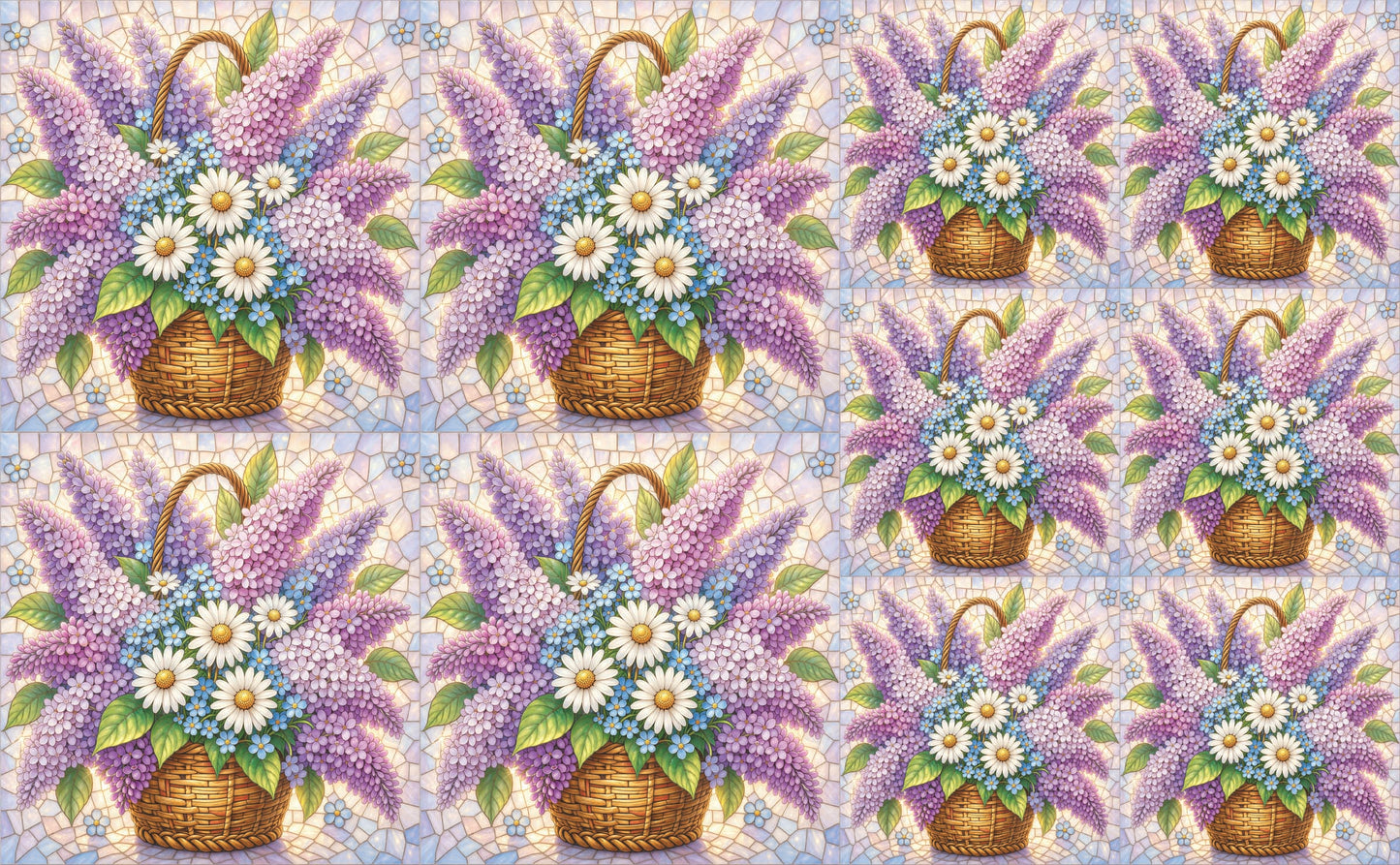 DecoCraft - Studio 1375 - Elevated Scenic Tiles Series - Pastel Spring Basket in Bloom