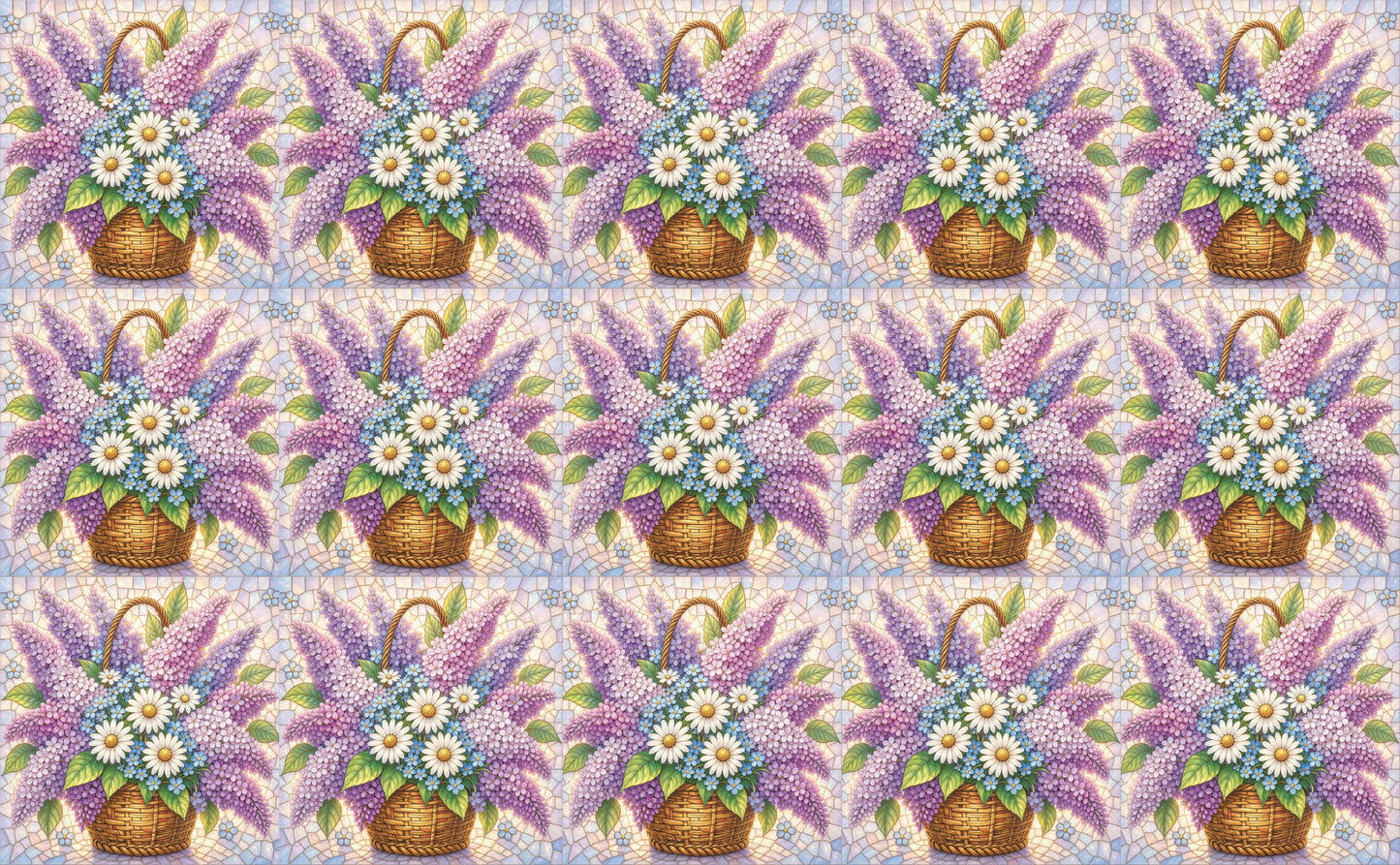 DecoCraft - Studio 1375 - Elevated Scenic Tiles Series - Pastel Spring Basket in Bloom