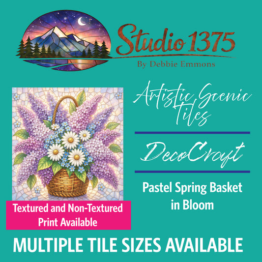 DecoCraft - Studio 1375 - Elevated Scenic Tiles Series - Pastel Spring Basket in Bloom