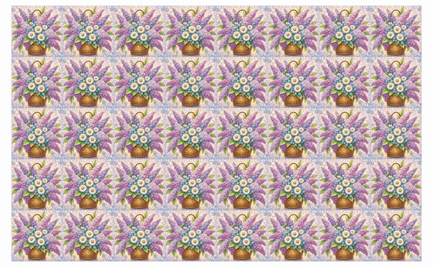 DecoCraft - Studio 1375 - Elevated Scenic Tiles Series - Pastel Spring Basket in Bloom