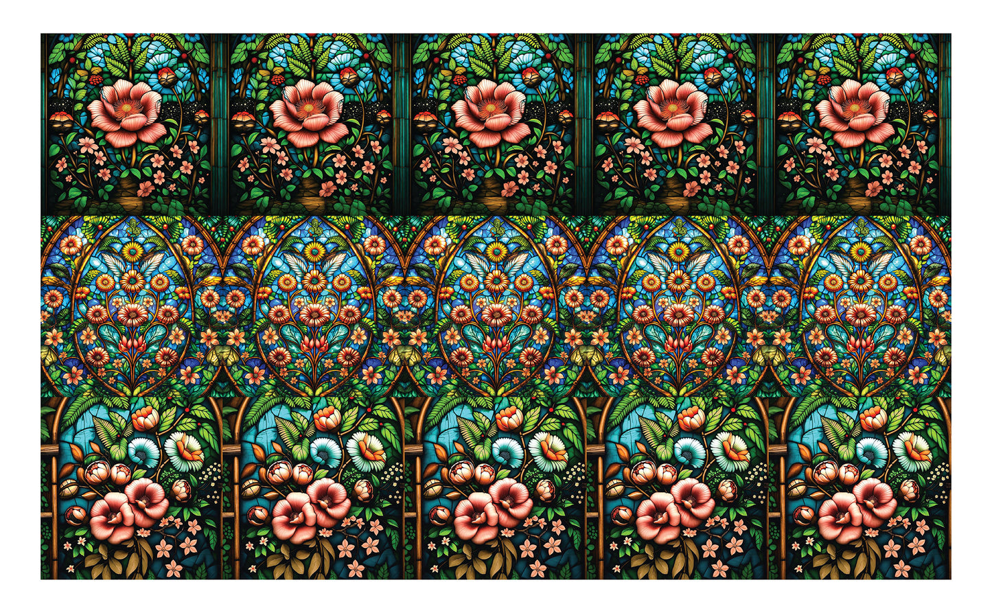 DecoCraft - Scenic Elevated Texture Tiles - Realistic Stained Glass - Enchanted Garden Assortment