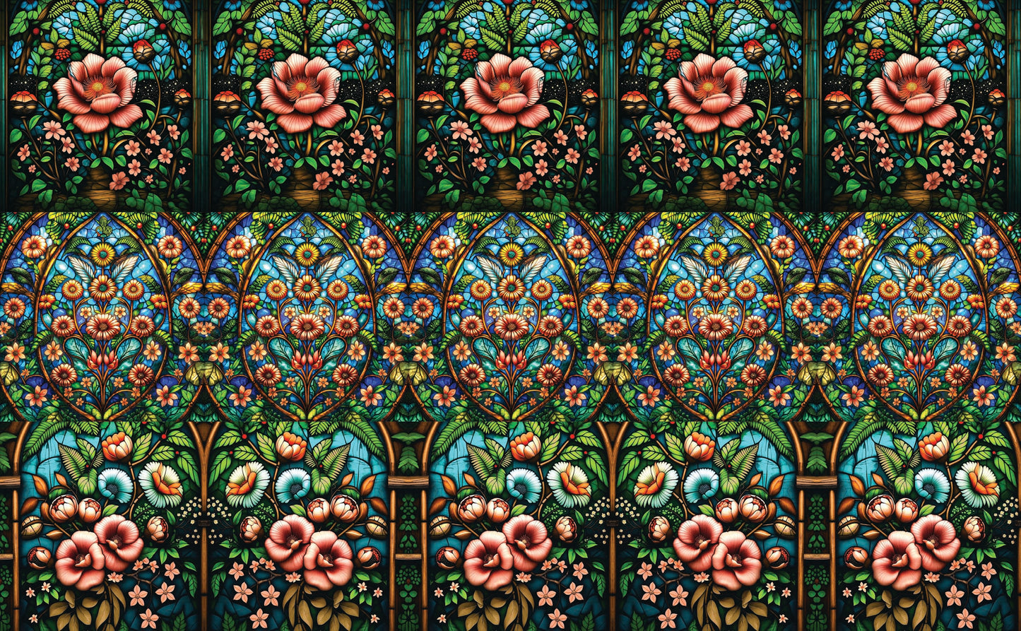 DecoCraft - Scenic Elevated Texture Tiles - Realistic Stained Glass - Enchanted Garden Assortment