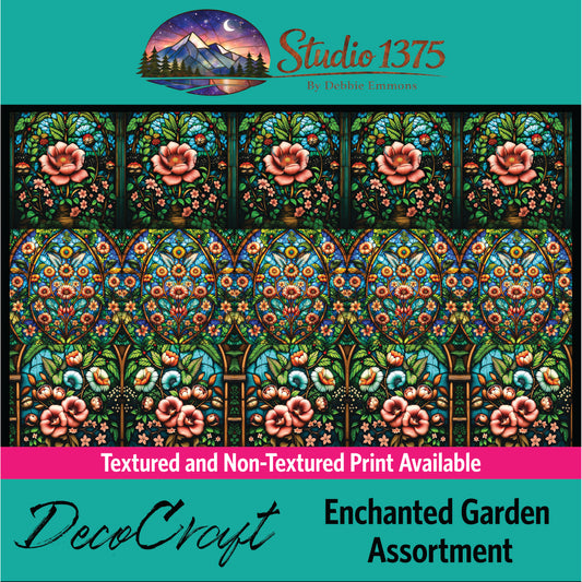DecoCraft - Scenic Elevated Texture Tiles - Realistic Stained Glass - Enchanted Garden Assortment