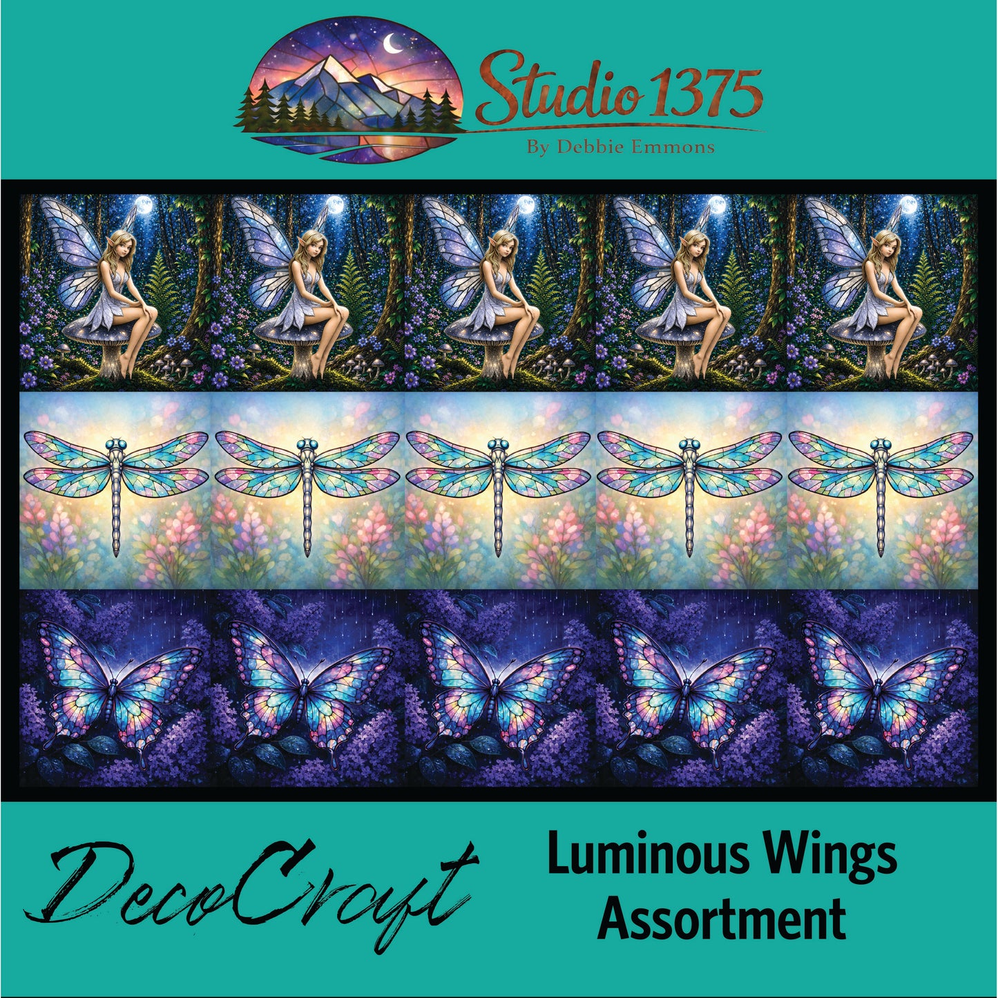 DecoCraft - Studio 1375 - Scenic Tiles Series - Luminous Wings Assortment