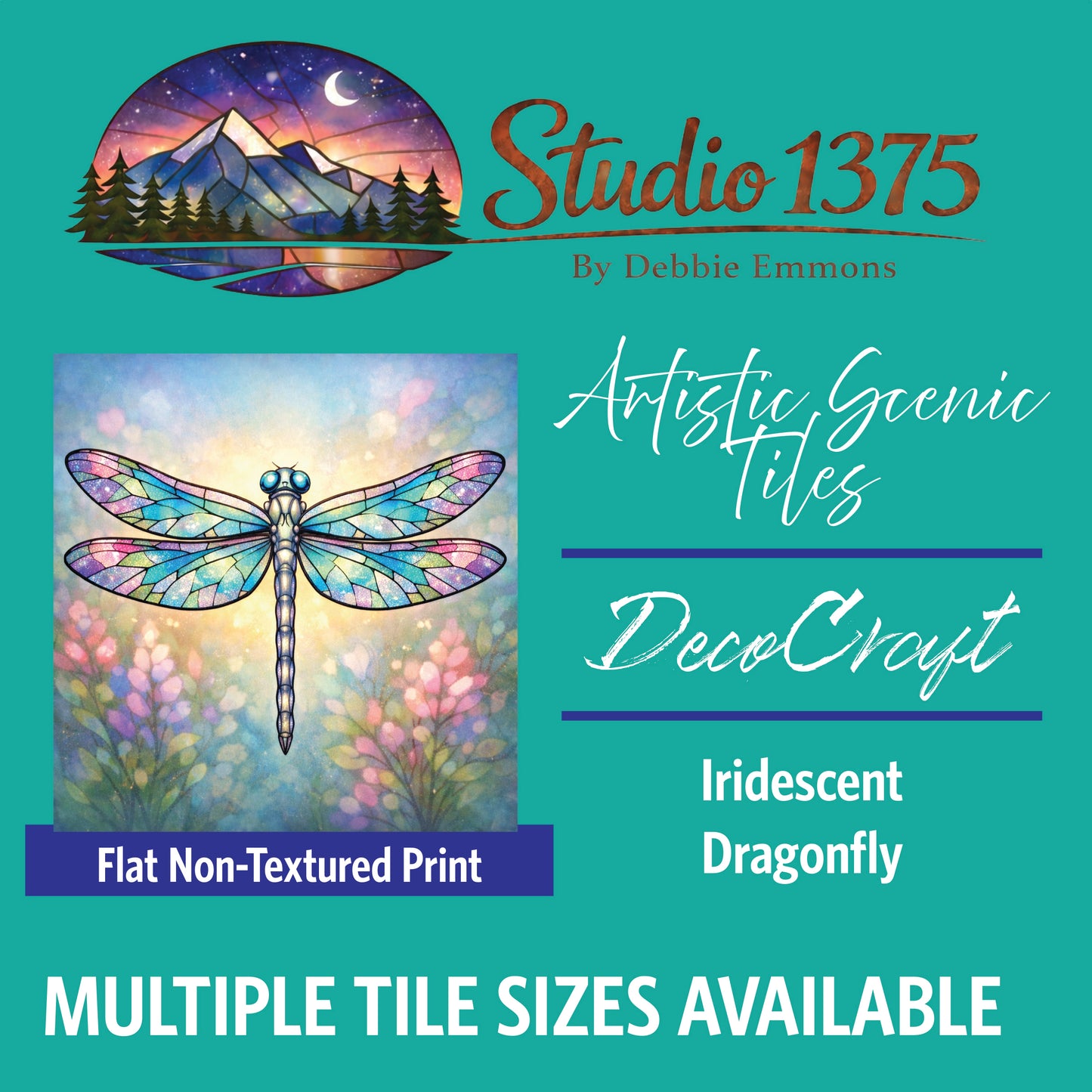 DecoCraft - Studio 1375 - Scenic Tiles Series - Iridescent Dragonfly