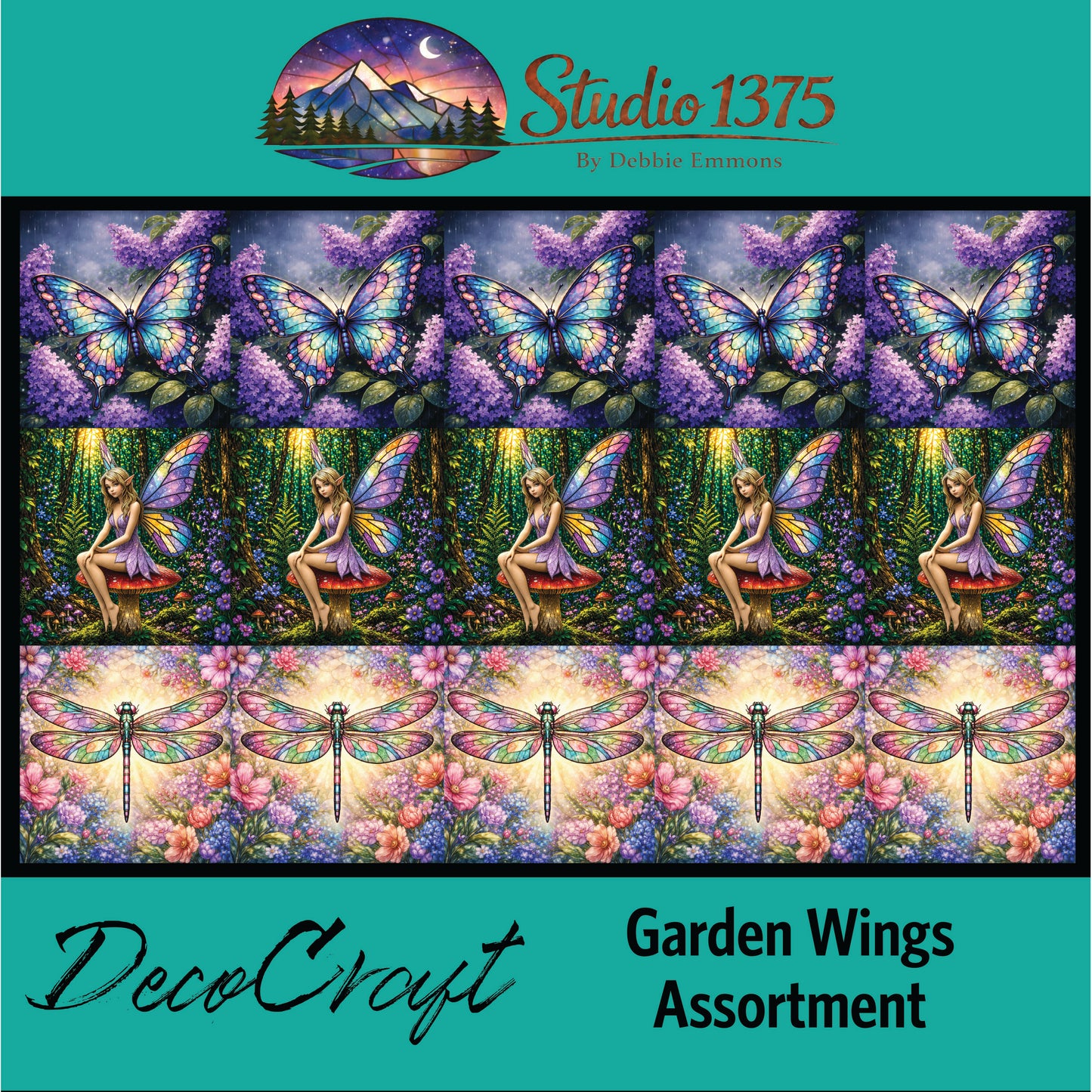 DecoCraft - Studio 1375 - Scenic Tiles Series - Garden Wings Assortment