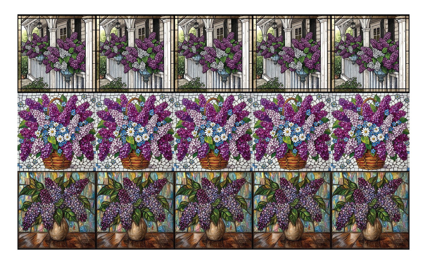DecoCraft - Scenic Elevated Texture Tiles - Realistic Stained Glass - Lilac Elegance Assortment