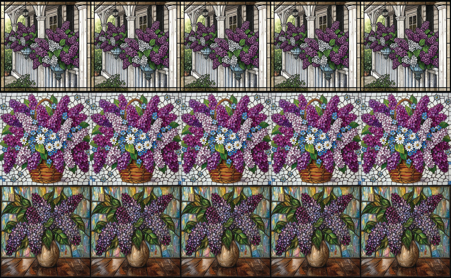 DecoCraft - Scenic Elevated Texture Tiles - Realistic Stained Glass - Lilac Elegance Assortment