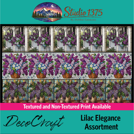 DecoCraft - Scenic Elevated Texture Tiles - Realistic Stained Glass - Lilac Elegance Assortment