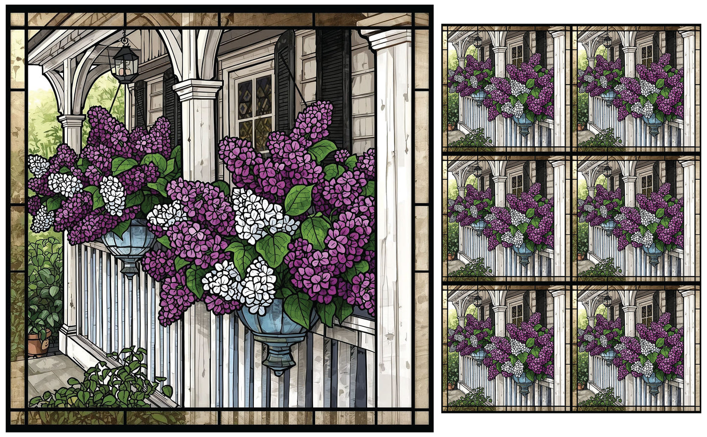 DecoCraft - Studio 1375 - Elevated Scenic Tiles Series - Porchside Lilac Blooms