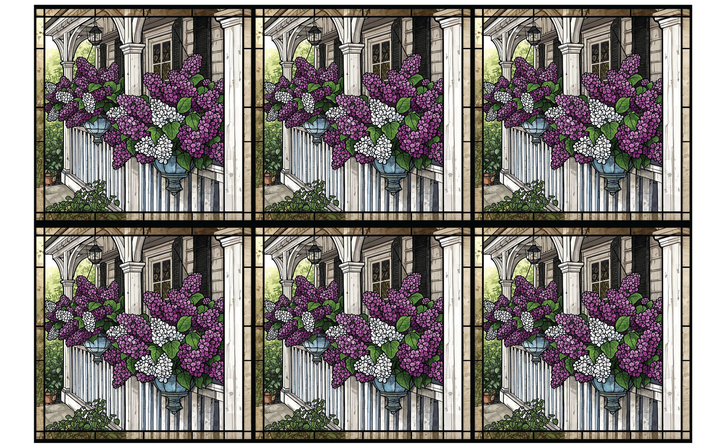DecoCraft - Studio 1375 - Elevated Scenic Tiles Series - Porchside Lilac Blooms
