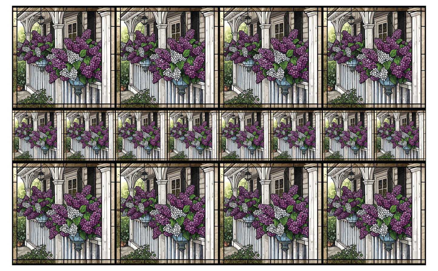 DecoCraft - Studio 1375 - Elevated Scenic Tiles Series - Porchside Lilac Blooms