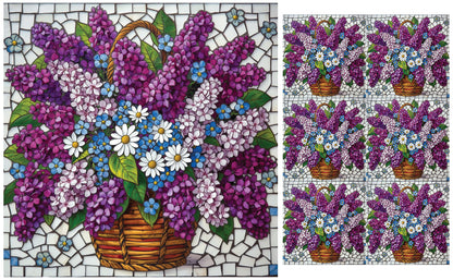 DecoCraft - Studio 1375 - Elevated Scenic Tiles Series - Lilac Basket Bouquet