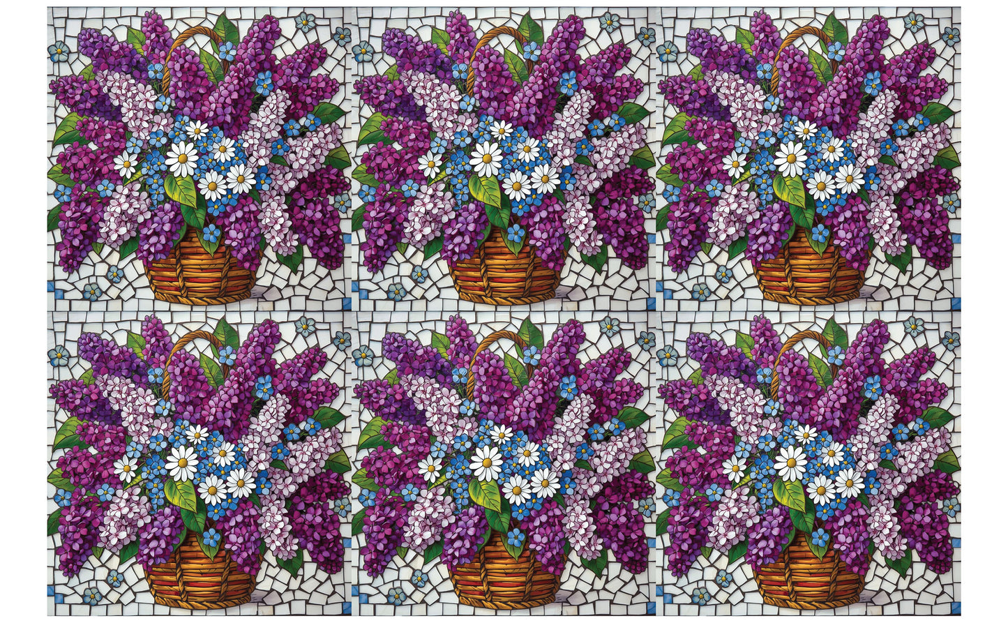 DecoCraft - Studio 1375 - Elevated Scenic Tiles Series - Lilac Basket Bouquet