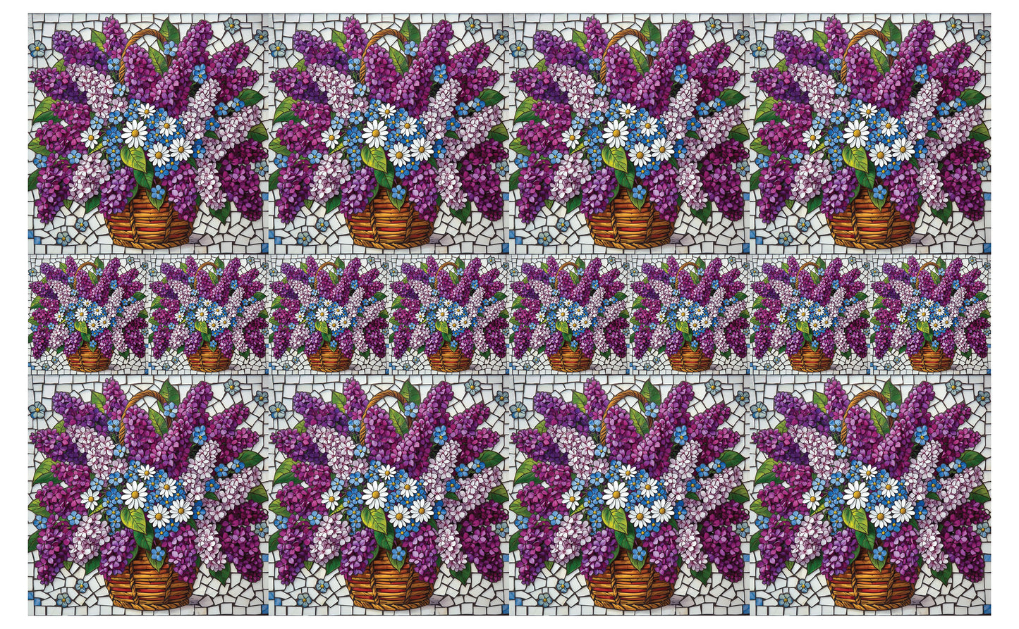 DecoCraft - Studio 1375 - Elevated Scenic Tiles Series - Lilac Basket Bouquet