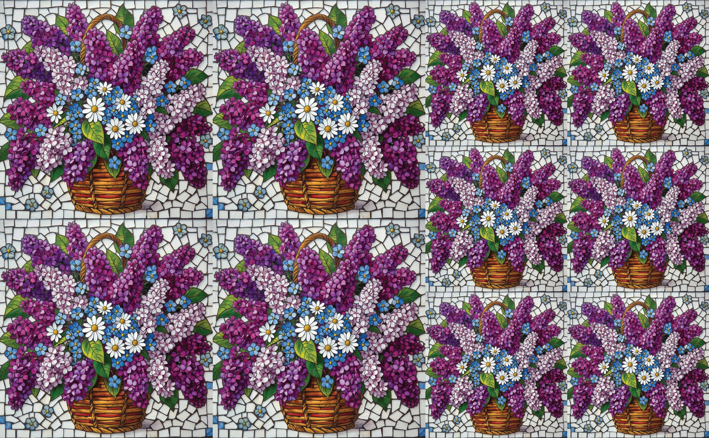 DecoCraft - Studio 1375 - Elevated Scenic Tiles Series - Lilac Basket Bouquet