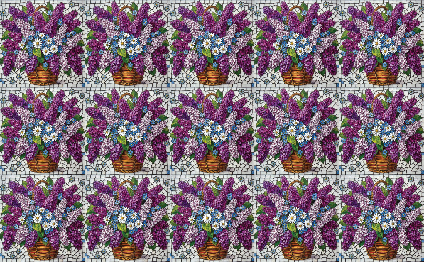 DecoCraft - Studio 1375 - Elevated Scenic Tiles Series - Lilac Basket Bouquet