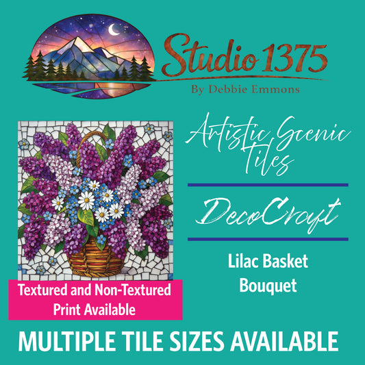 DecoCraft - Studio 1375 - Elevated Scenic Tiles Series - Lilac Basket Bouquet