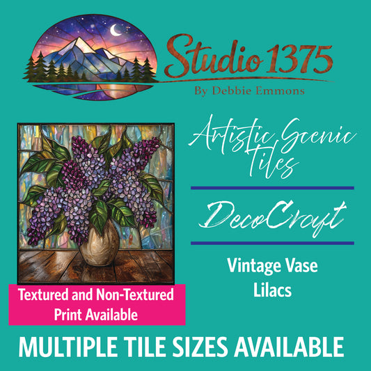 DecoCraft - Studio 1375 - Elevated Scenic Tiles Series - Vintage Vase Lilacs