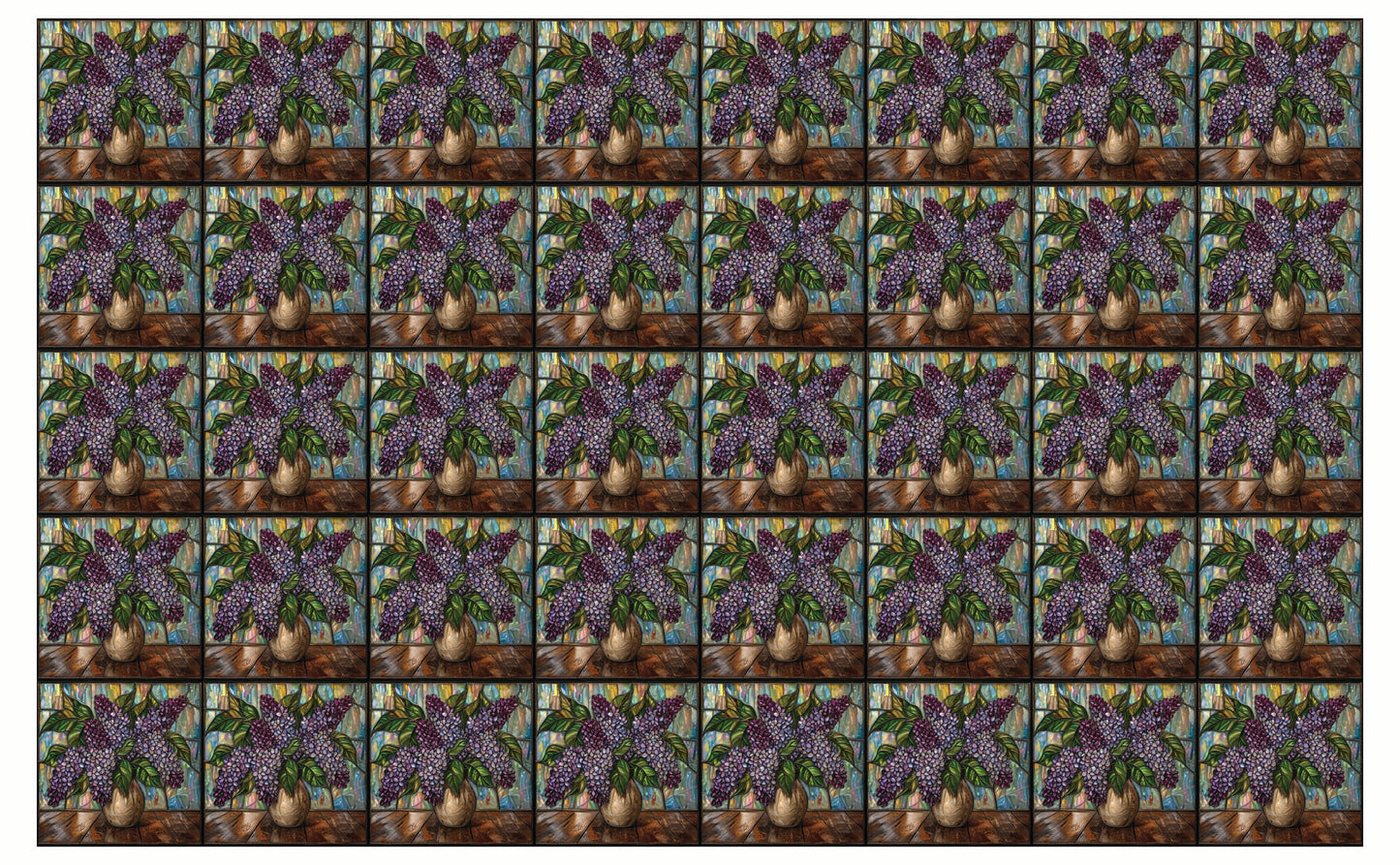 DecoCraft - Studio 1375 - Elevated Scenic Tiles Series - Vintage Vase Lilacs
