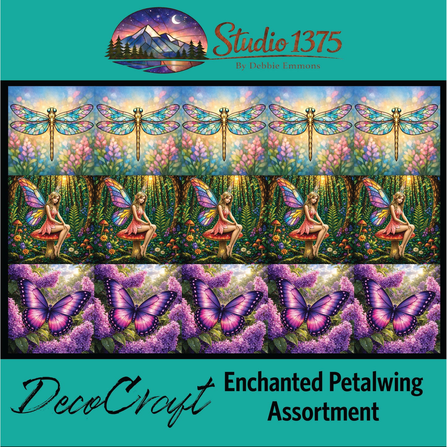 DecoCraft - Studio 1375 - Scenic Tiles Series - Enchanted Petalwing Collection