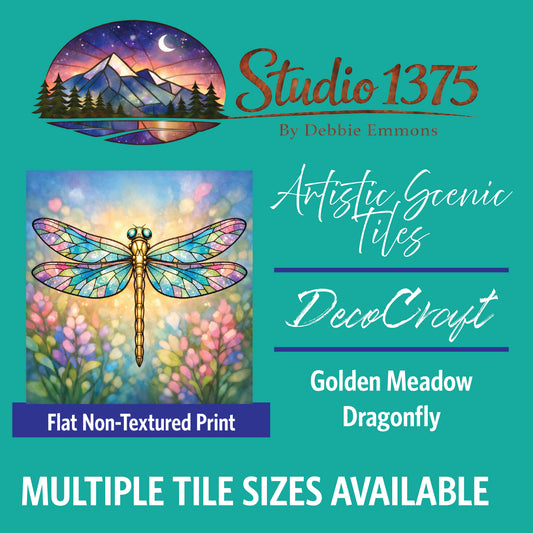 DecoCraft - Studio 1375 - Scenic Tiles Series - Golden Meadow Dragonfly