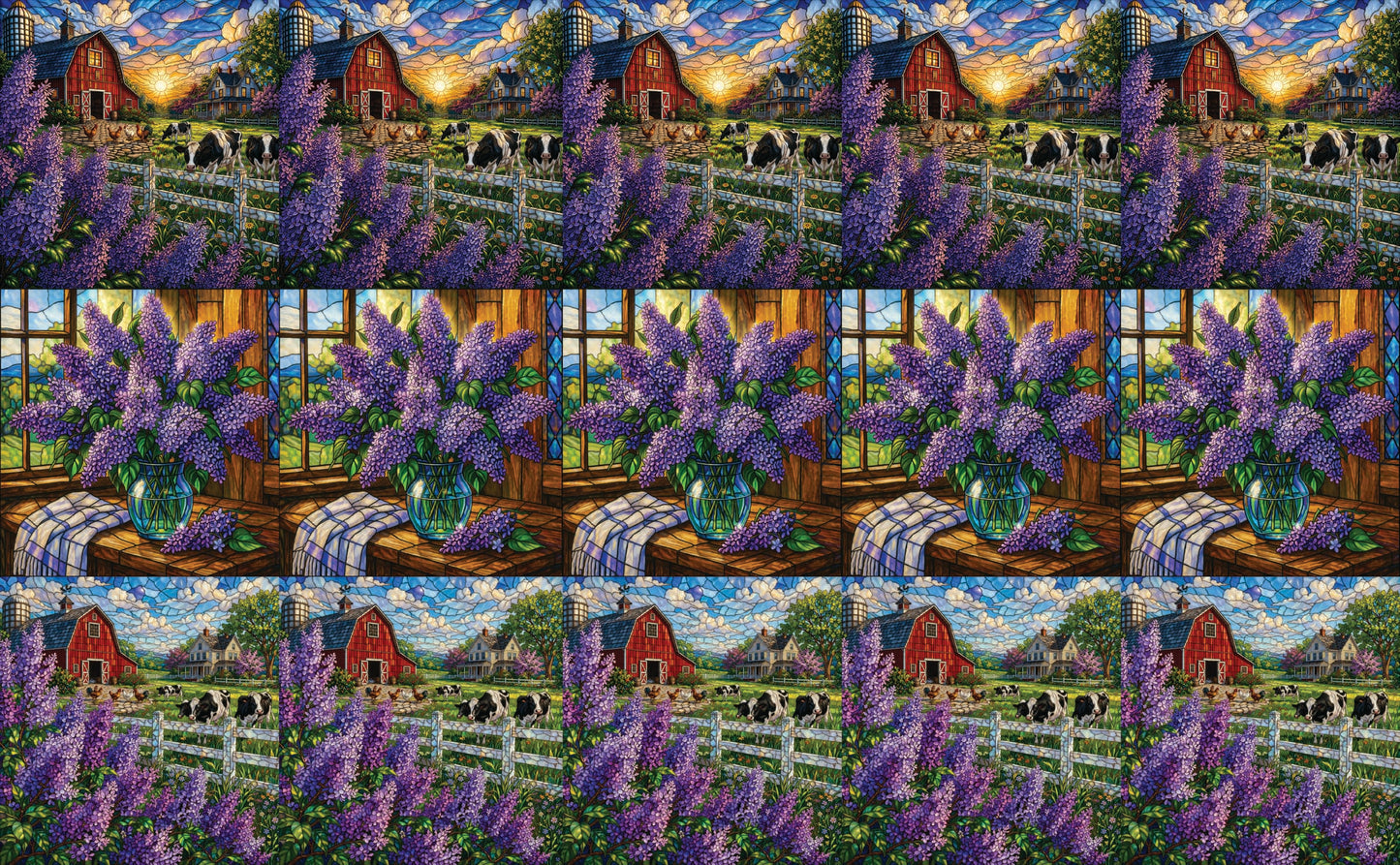 DecoCraft - Studio 1375 - Scenic Tiles Series - Countryside Lilac Charm Assortment