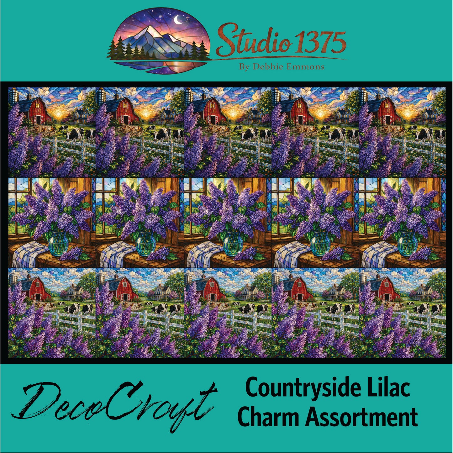 DecoCraft - Studio 1375 - Scenic Tiles Series - Countryside Lilac Charm Assortment