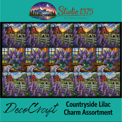 DecoCraft - Studio 1375 - Scenic Tiles Series - Countryside Lilac Charm Assortment