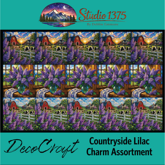 DecoCraft - Studio 1375 - Scenic Tiles Series - Countryside Lilac Charm Assortment