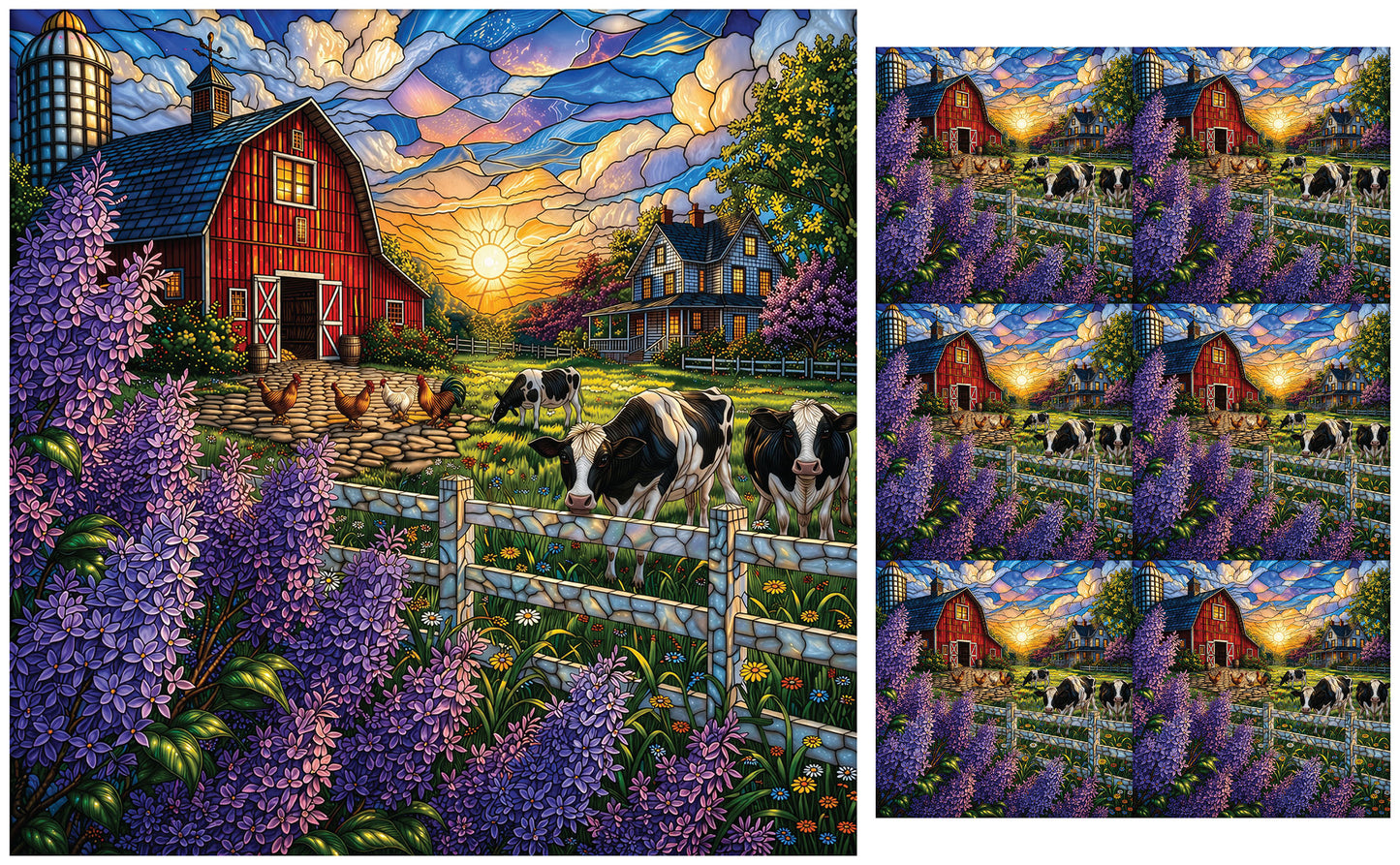 DecoCraft - Studio 1375 - Scenic Tiles Series - Lilac Barn at Sunset