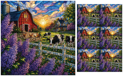 DecoCraft - Studio 1375 - Scenic Tiles Series - Lilac Barn at Sunset