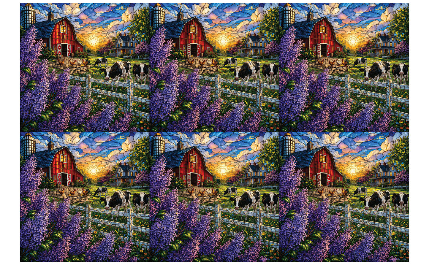 DecoCraft - Studio 1375 - Scenic Tiles Series - Lilac Barn at Sunset