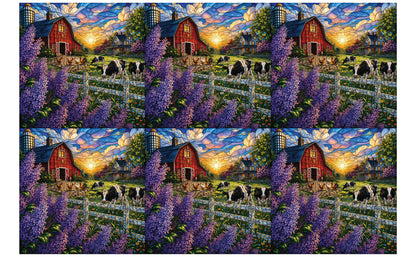 DecoCraft - Studio 1375 - Scenic Tiles Series - Lilac Barn at Sunset