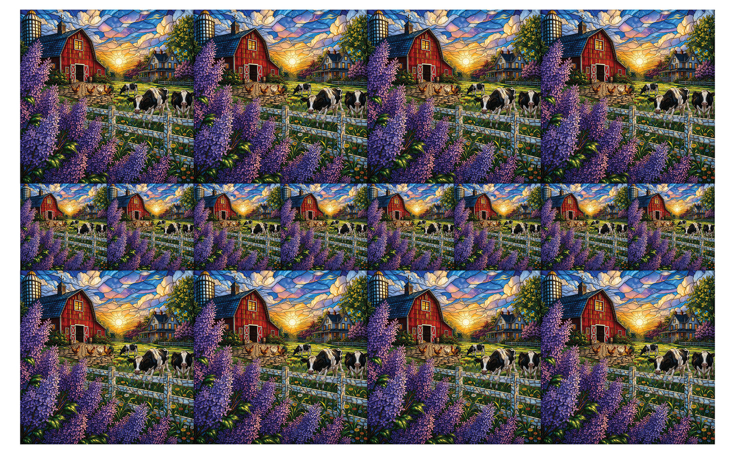 DecoCraft - Studio 1375 - Scenic Tiles Series - Lilac Barn at Sunset