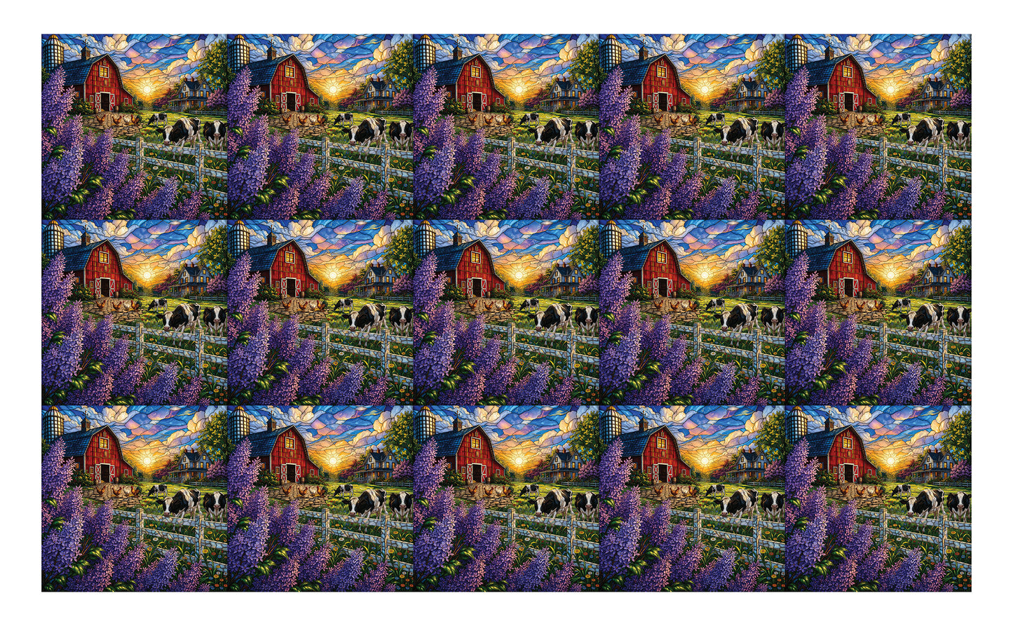 DecoCraft - Studio 1375 - Scenic Tiles Series - Lilac Barn at Sunset