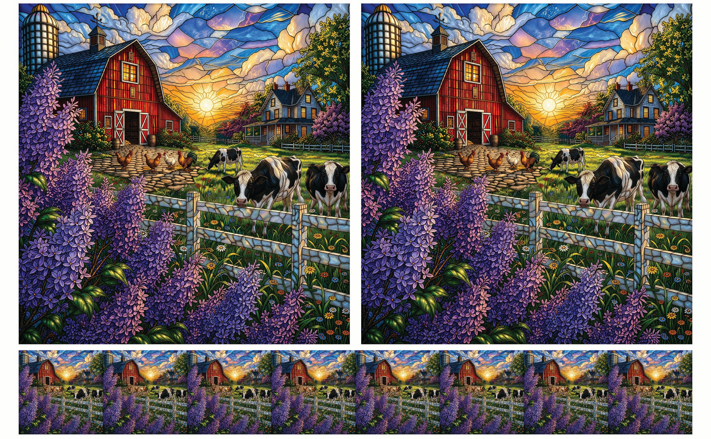 DecoCraft - Studio 1375 - Scenic Tiles Series - Lilac Barn at Sunset