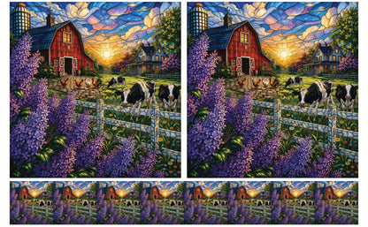 DecoCraft - Studio 1375 - Scenic Tiles Series - Lilac Barn at Sunset