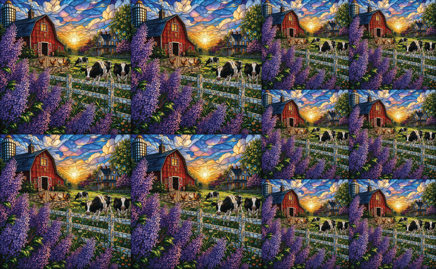 DecoCraft - Studio 1375 - Scenic Tiles Series - Lilac Barn at Sunset