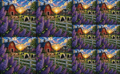 DecoCraft - Studio 1375 - Scenic Tiles Series - Lilac Barn at Sunset