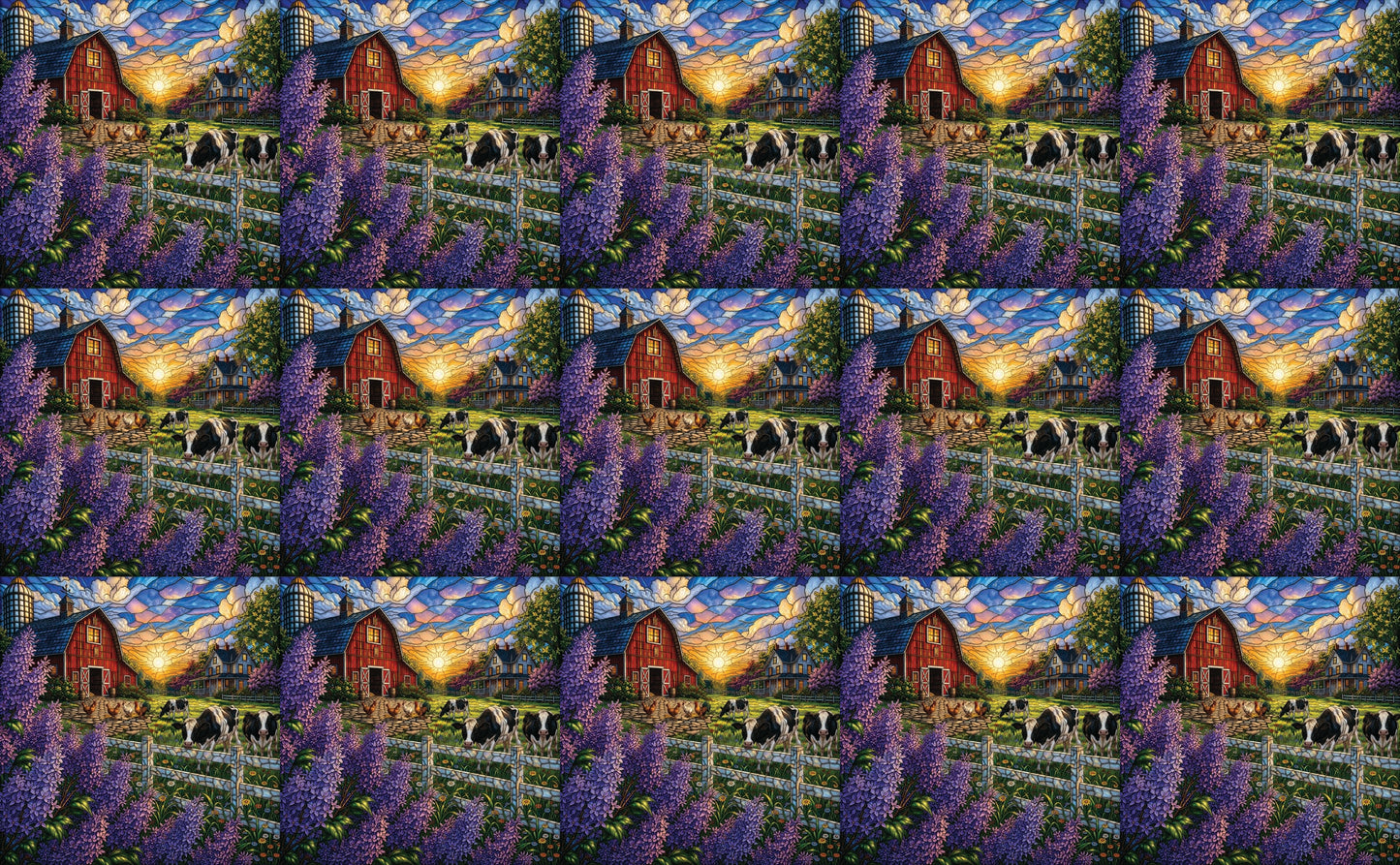 DecoCraft - Studio 1375 - Scenic Tiles Series - Lilac Barn at Sunset