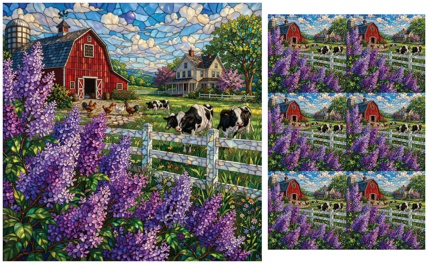 DecoCraft - Studio 1375 - Scenic Tiles Series - Lilac Barn at Noon